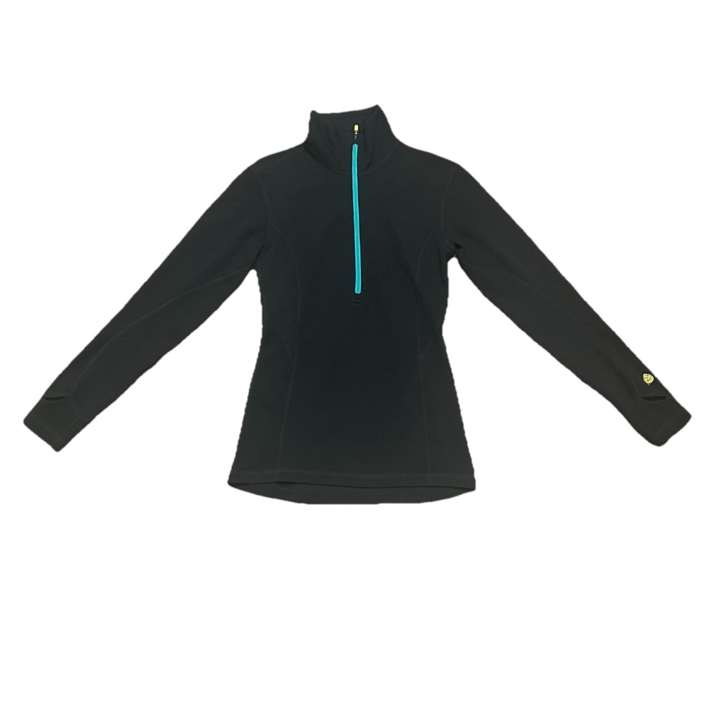 Stio Lightweight Half Zip Wool Blend Black Teal Size XS